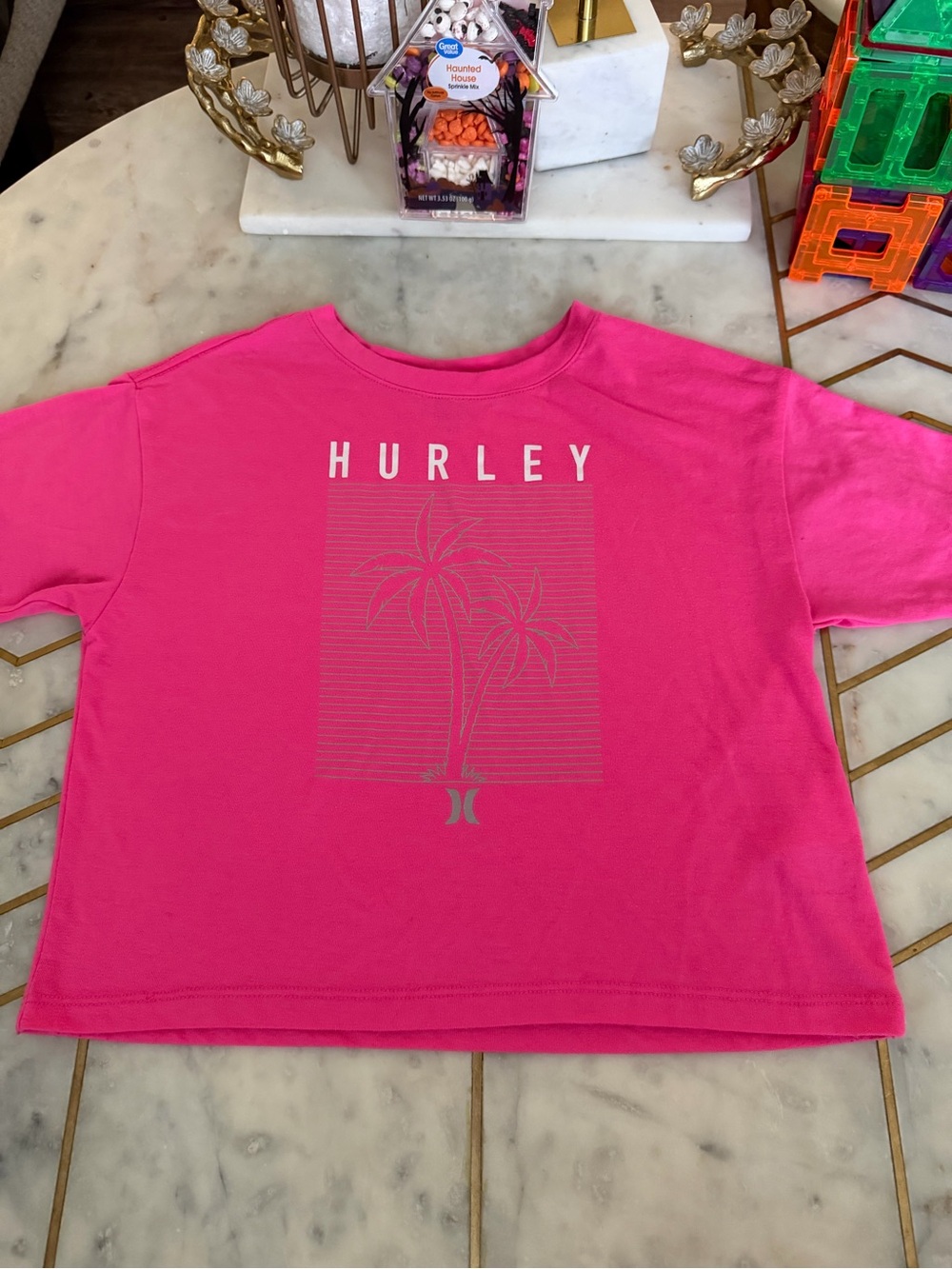 Hurley Hot Pink Short-Sleeve Palm Graphic Tee